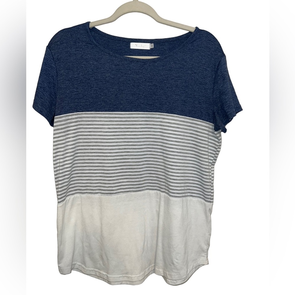 YunJey Colorblock Short‎ Sleeve Tee T Shirt- Women’s large